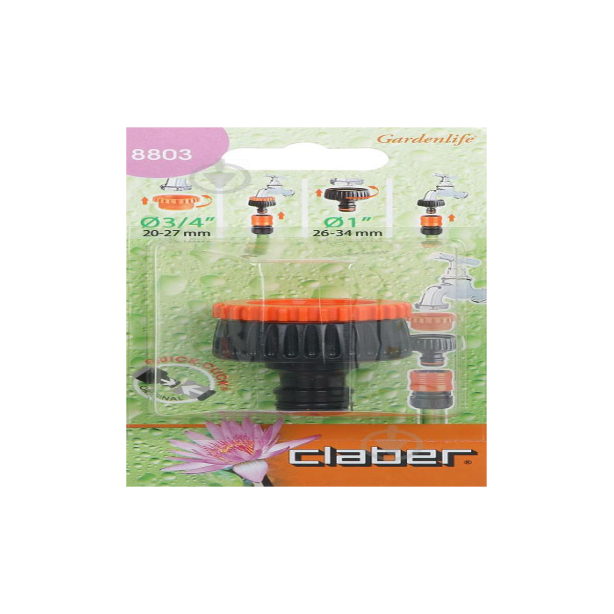 CLABER 8803 TAP CONNECTOR  1''-3/4'' BLISTER