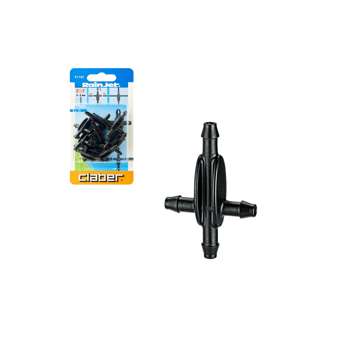 CLABER 91145 4 WAY COUPLING 1/4'' BLISTER 10PCS