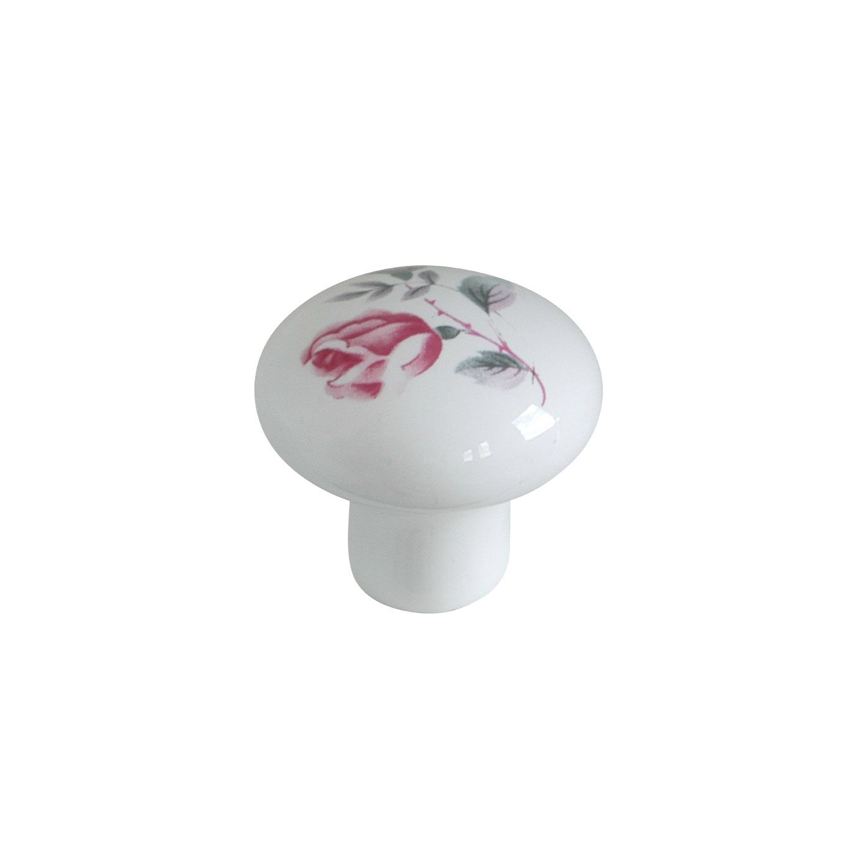 FURNITURE KNOB B BEAUTY Ø35X32MM CERAMIC WHITE WITH ROSES