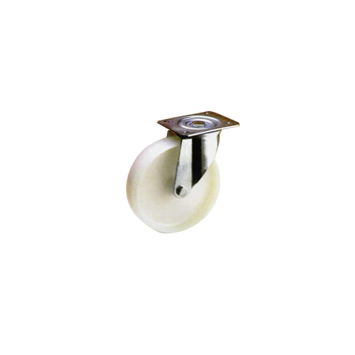 WHITE PLASTIC WHEEL WITH STAINLESS STEEL BASE (FLANGE) 50/N-100
