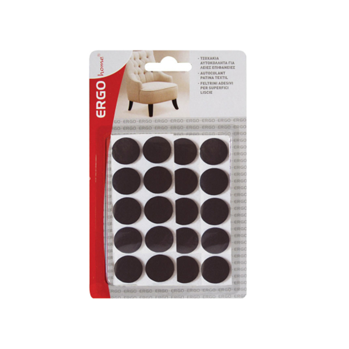 STICKERS FELT FOR SMOOTH SURFACES Φ13ΜΜ 25 PCS COFFEE