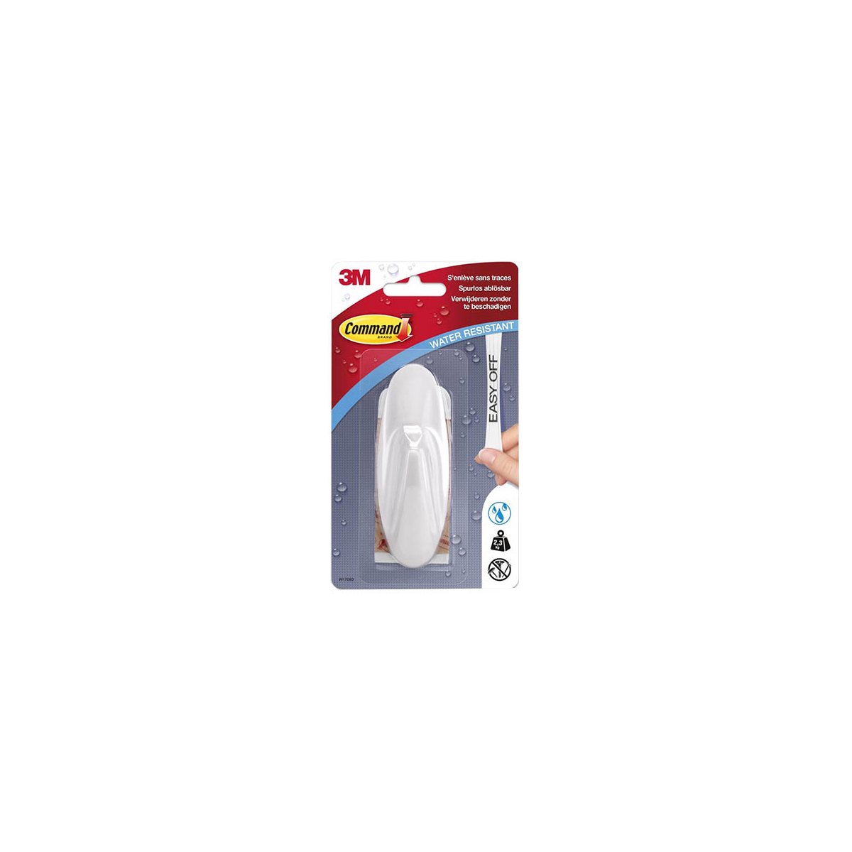 HANGER ADHESIVE 3M W17083 2.3KG PLASTIC WHITE WATER RESISTANT 2PCS REMOVAL WITHOUT TRACE