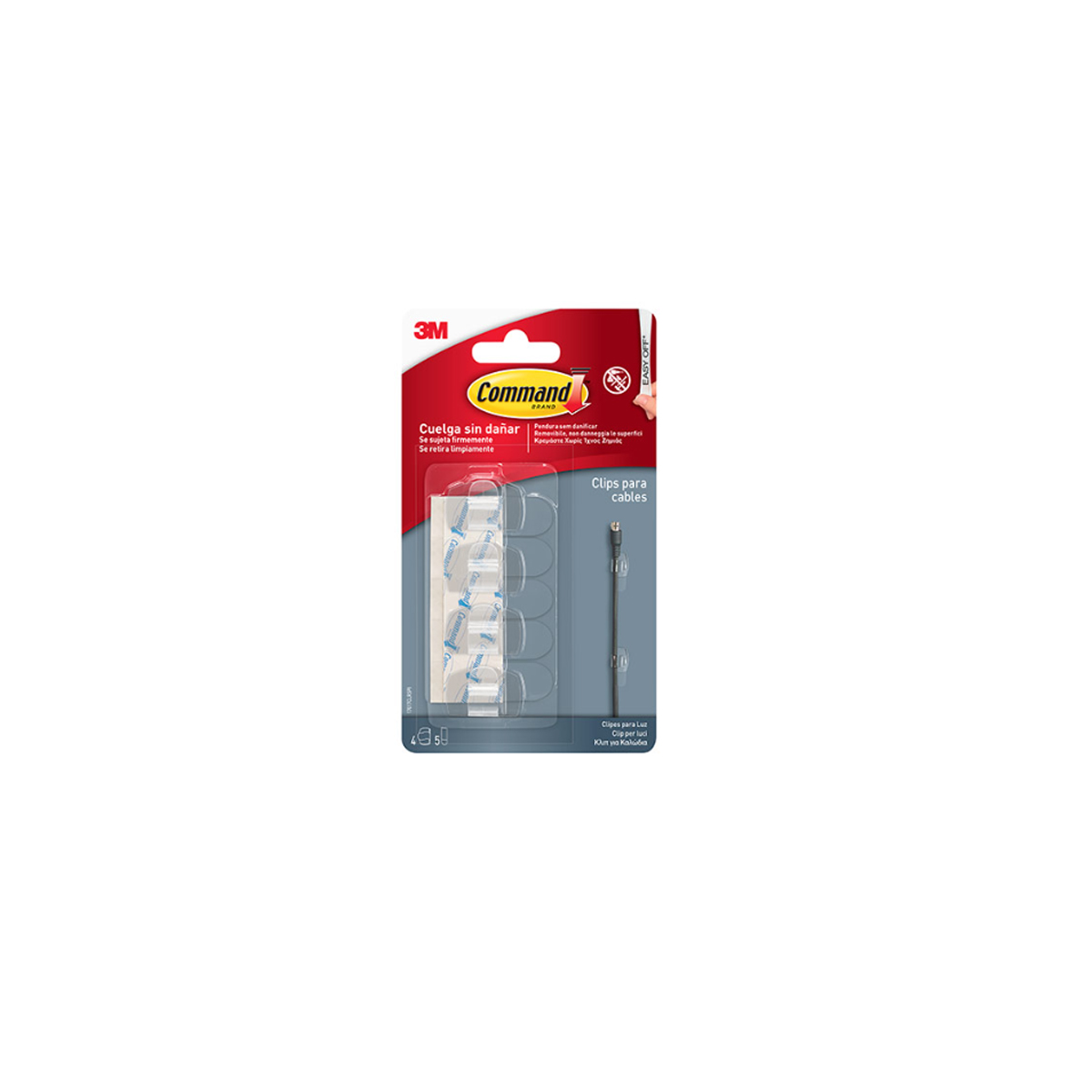 CABLE HANGER 3M 17017CLR CLEAR 4 PCS REMOVE WITHOUT TRACE