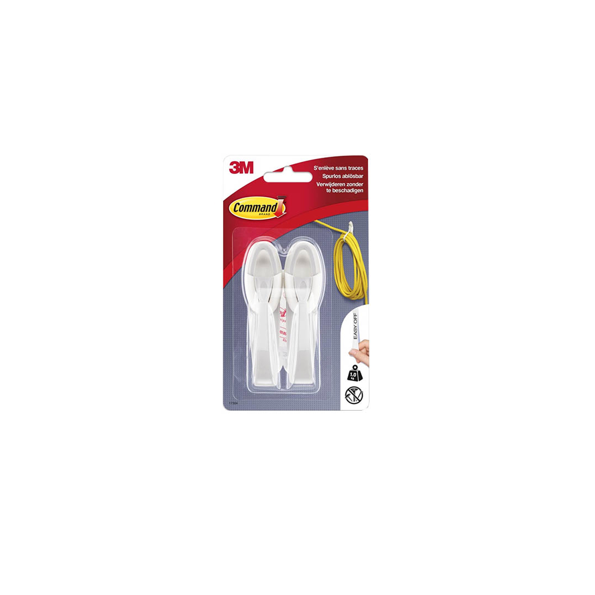 HANGER CABLE ADHESIVE 3M 17304 1KG GRAY 2 PCS REMOVAL WITHOUT TRACES