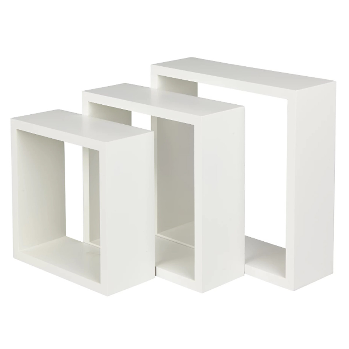 BASIC SET OF 3 SHELVES WHITE 27X27CMX12MM