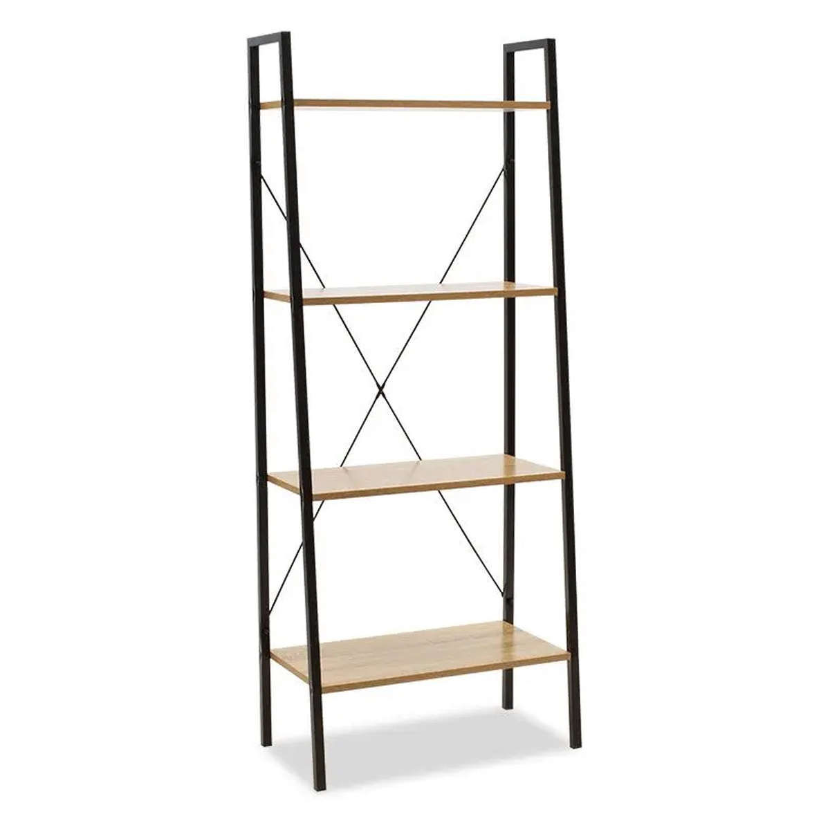 RAMON WOODEN LIBRARY WITH BLACK METAL FRAME OAK