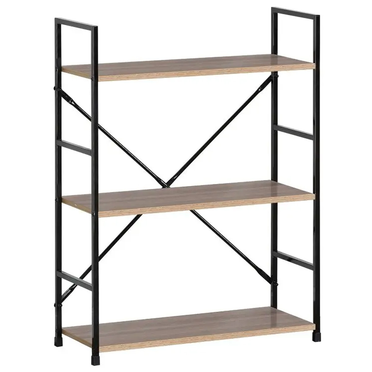 MANLO BOOKCASE-RACK NATURAL WITH BLACK STEEL 58.6X23.5X80CM