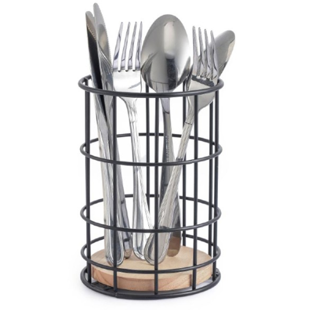 VIOSARP METAL SPOON HOLDER WITH WOODEN BASE 11.2X17CM