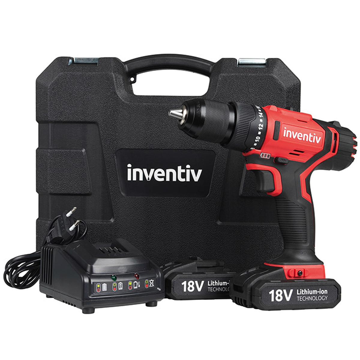 INVENTIV ELECTRIC DRILL 18V + 2 BATTERIES