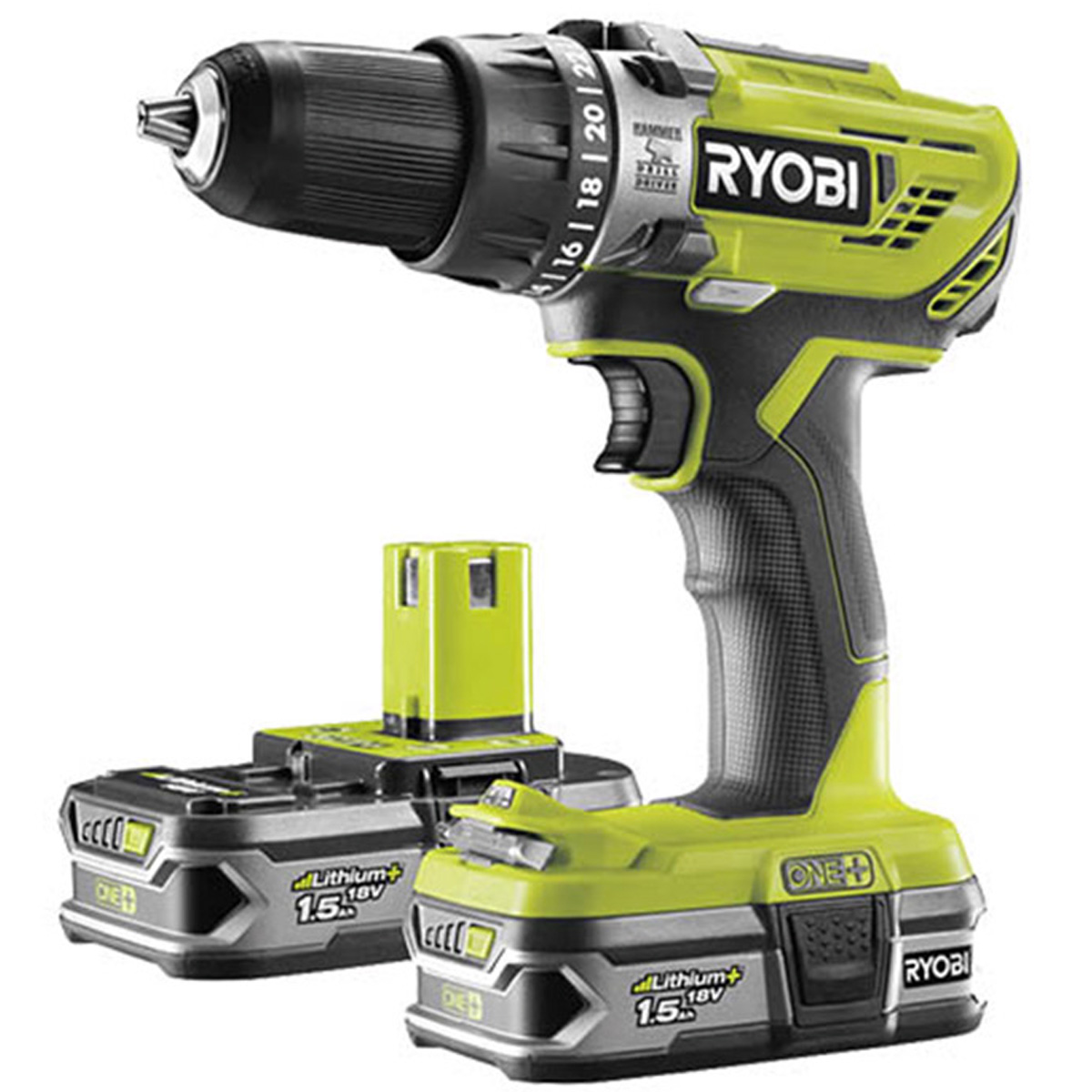 RYOBI BATTERY PERCUSSION DRILL 18V WITH 2 BATTERIES