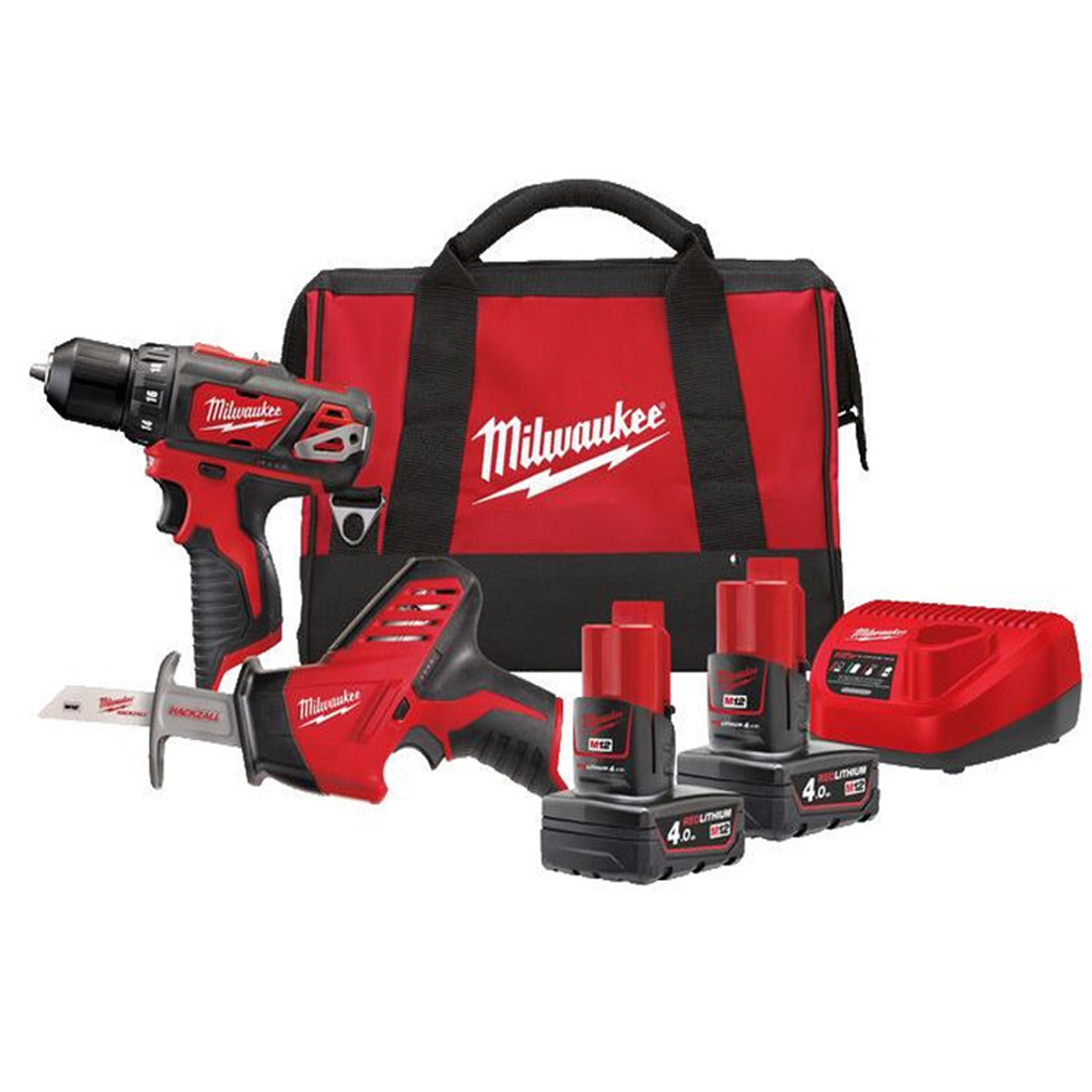 MILWAUKEE IMPACT DRILL AND PULSE SCREWDRIVER SET M12BPP2C-402B 12V