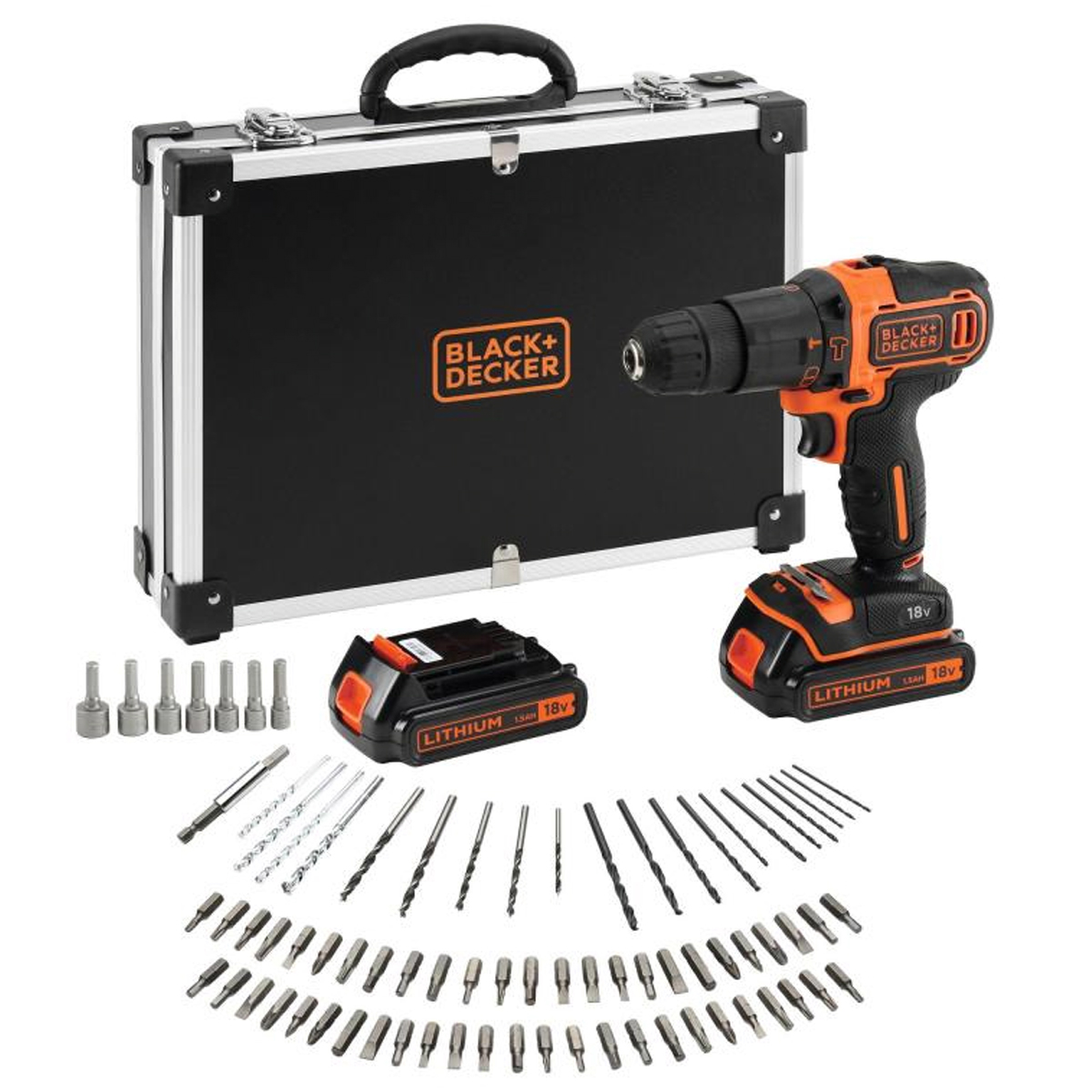 BLACK + DECKER IMPACT DRILL DRIVER SET IN METAL BAG