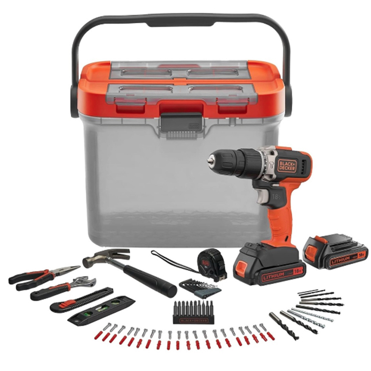 BLACK + DECKER IMPACT DRILL DRIVER SET IN CASE WITH TOOLS AND ACCESSORIES