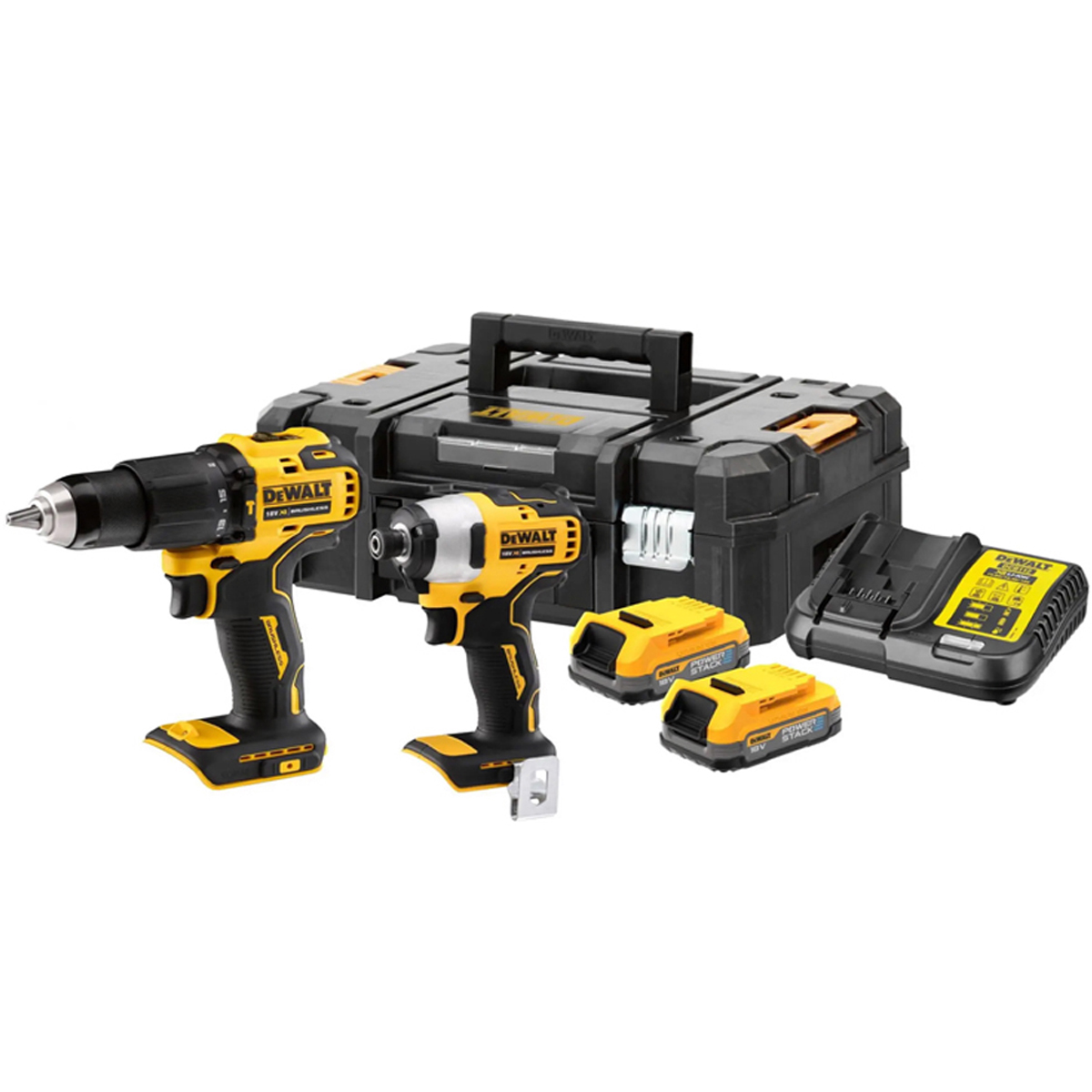 DEWALT BATTERY IMPACT DRILL SET IN A CASE DCK2062E2T-QW