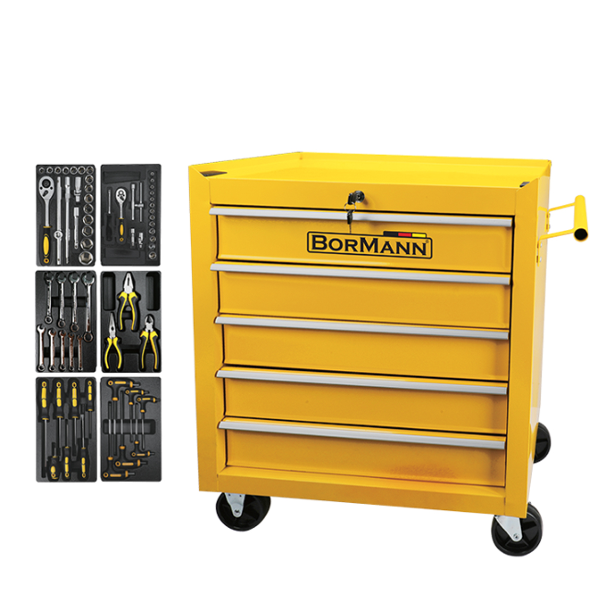BORMANN TOOL CARRIER 5 DRAWERS SET 66 TOOLS M64XW36XH62CM BWR7100SET