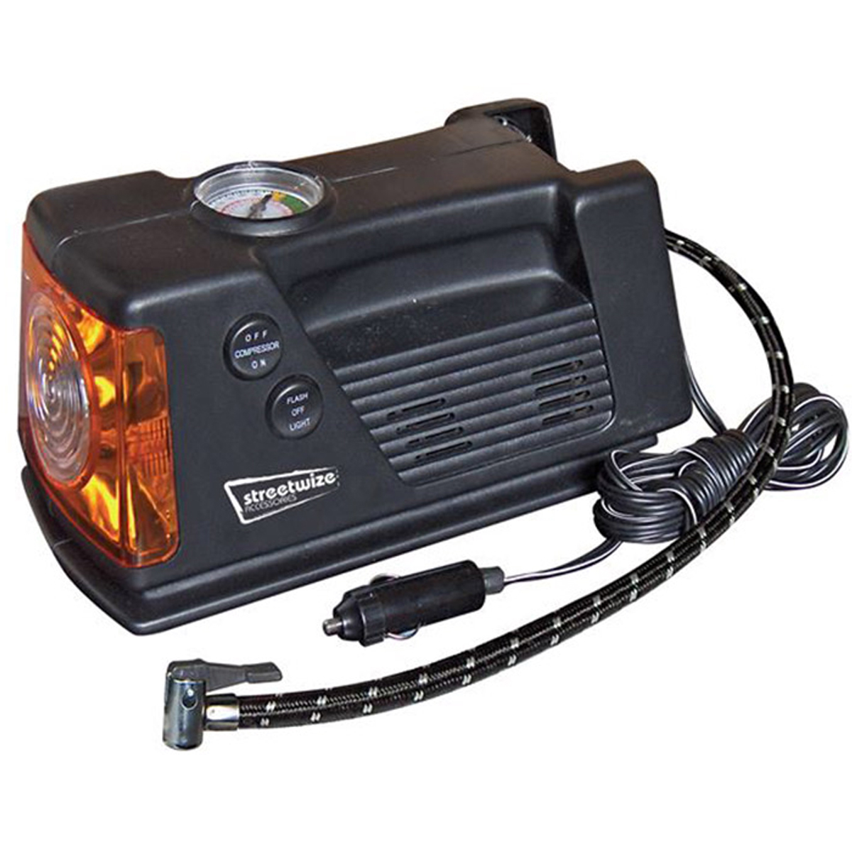 STREETWIZE AIR COMPRESSOR WITH GAUGE & LIGHT SWAC2