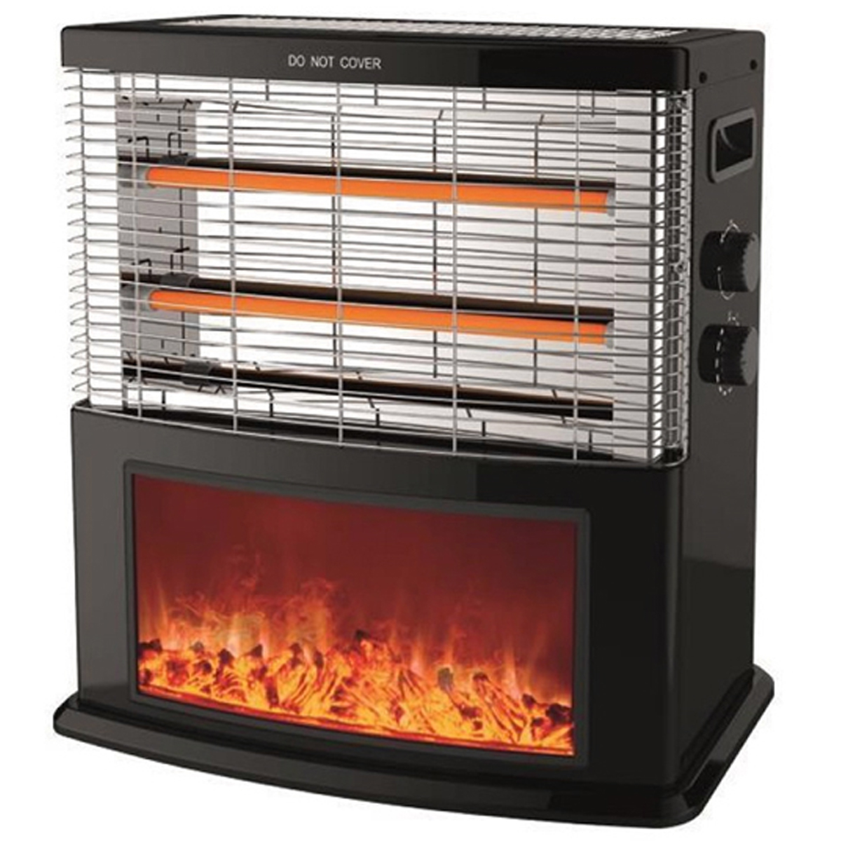 QUARTZ HEATERS 2000W 2FACE WITH THERMOSTAT AND BLACK FLAME EFFECT