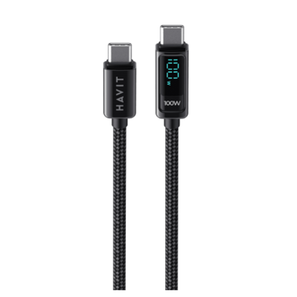 HAVIT CHARGING CABLE USB-C TO USB-C ME LED DISPLAY 2M BLACK
