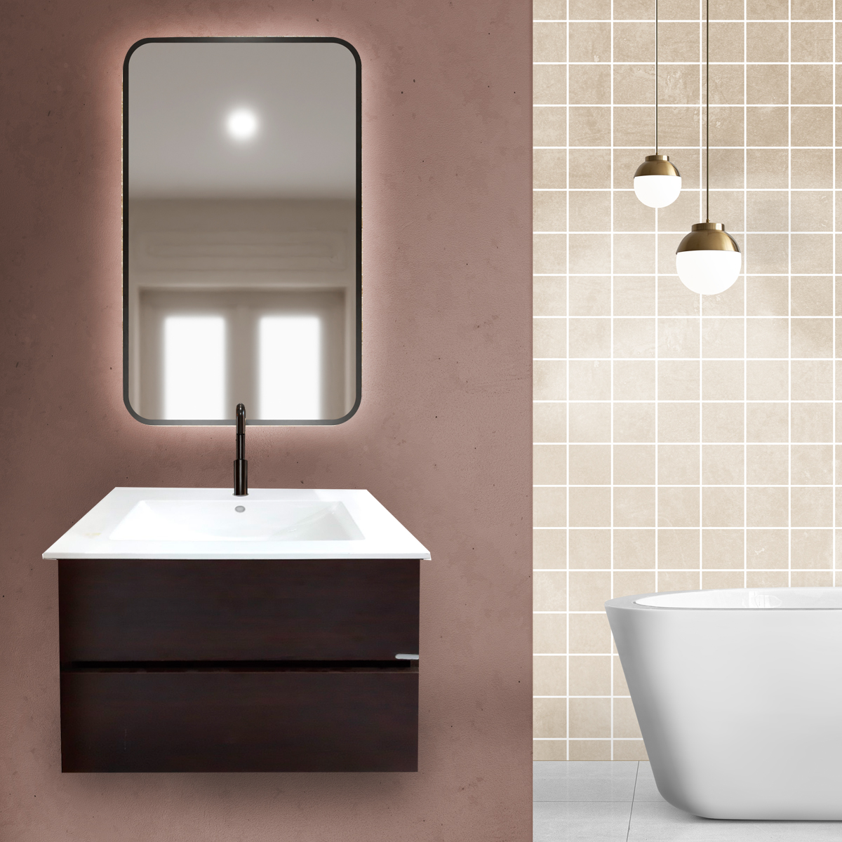 WALL CABINET SET DENIA 60 (CABINET+WASHBASIN)