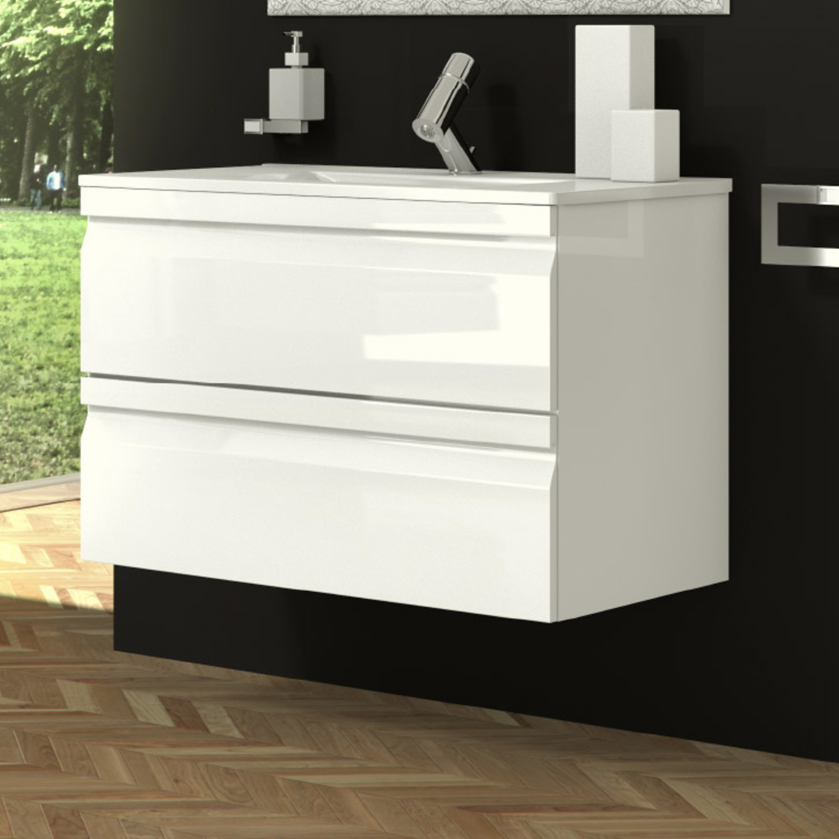 WALL CABINET SET DUTTY 60CM (CABINET+WASHBASIN) WHITE