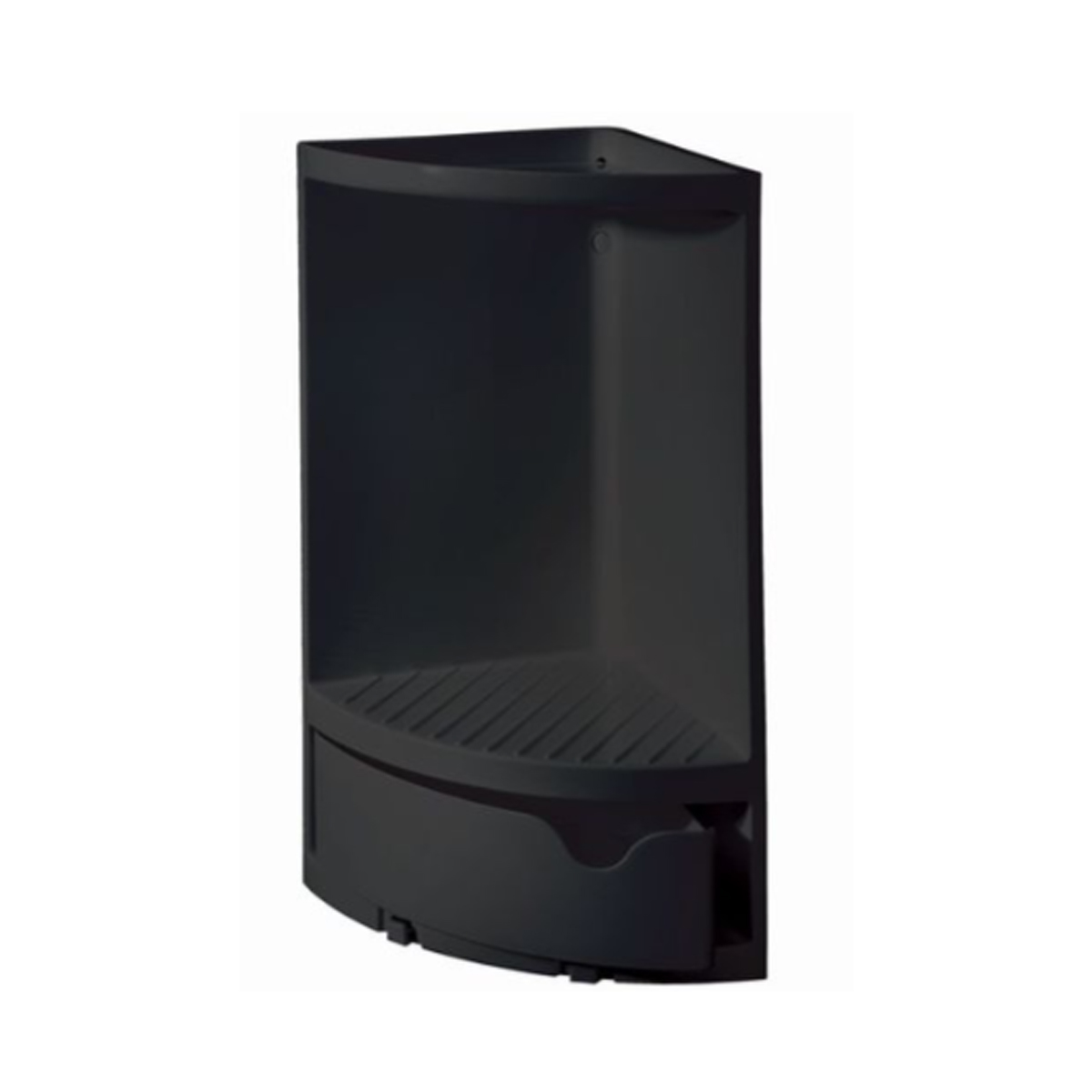 WALL-MOUNTED BATHROOM RACK, CORNER, BLACK PLASTIC