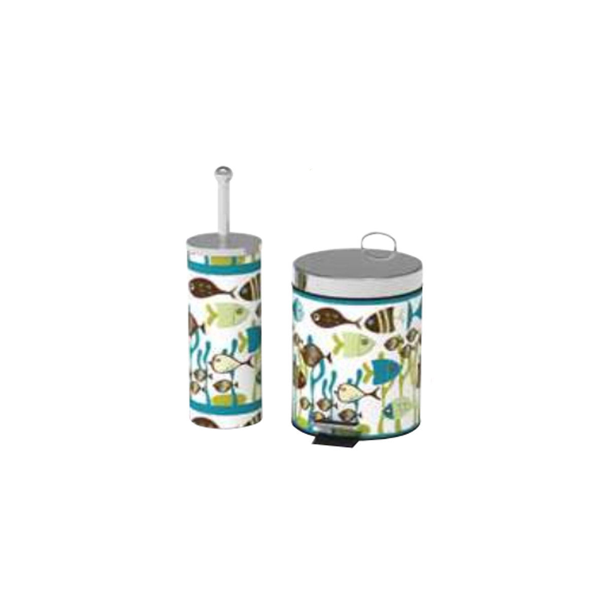 BATHROOM SET BASKET 5L AND BASIN BRUSH FISH