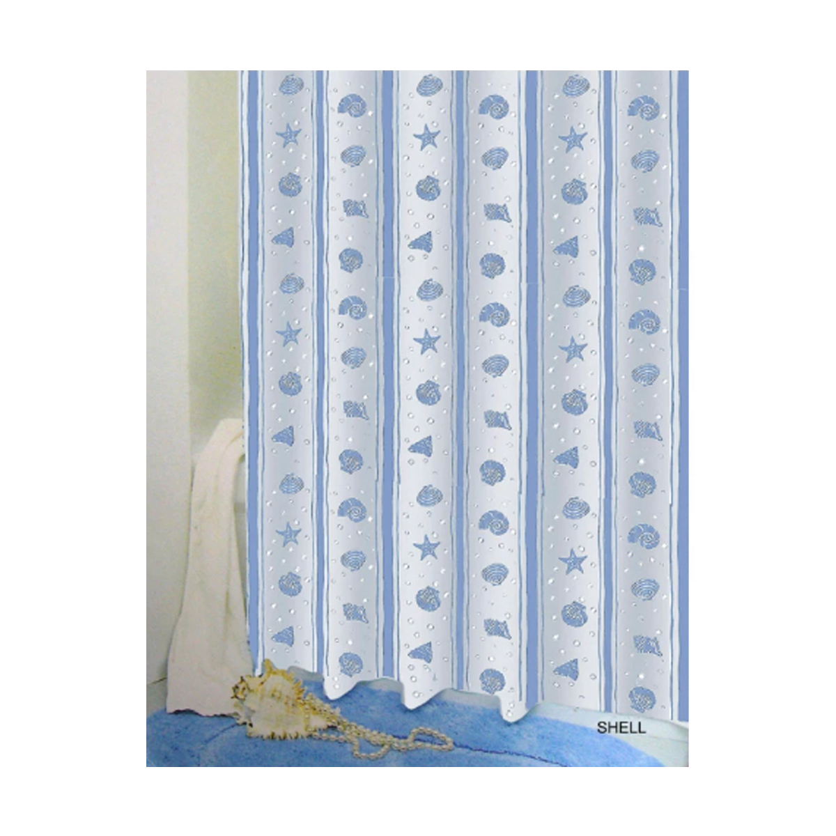 PEVA BATHROOM CURTAIN 180X200CM WITH MARINE DECORATION