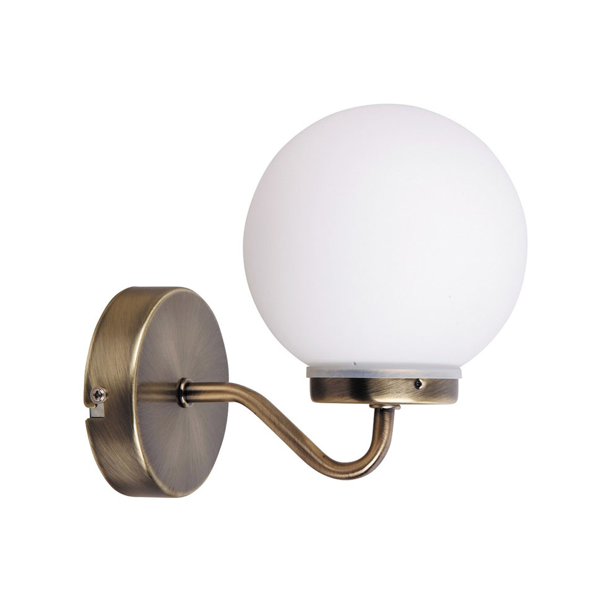 BATHROOM WALL LAMP WITH WHITE GLASS SPHERE WITH BRONZE FRAME