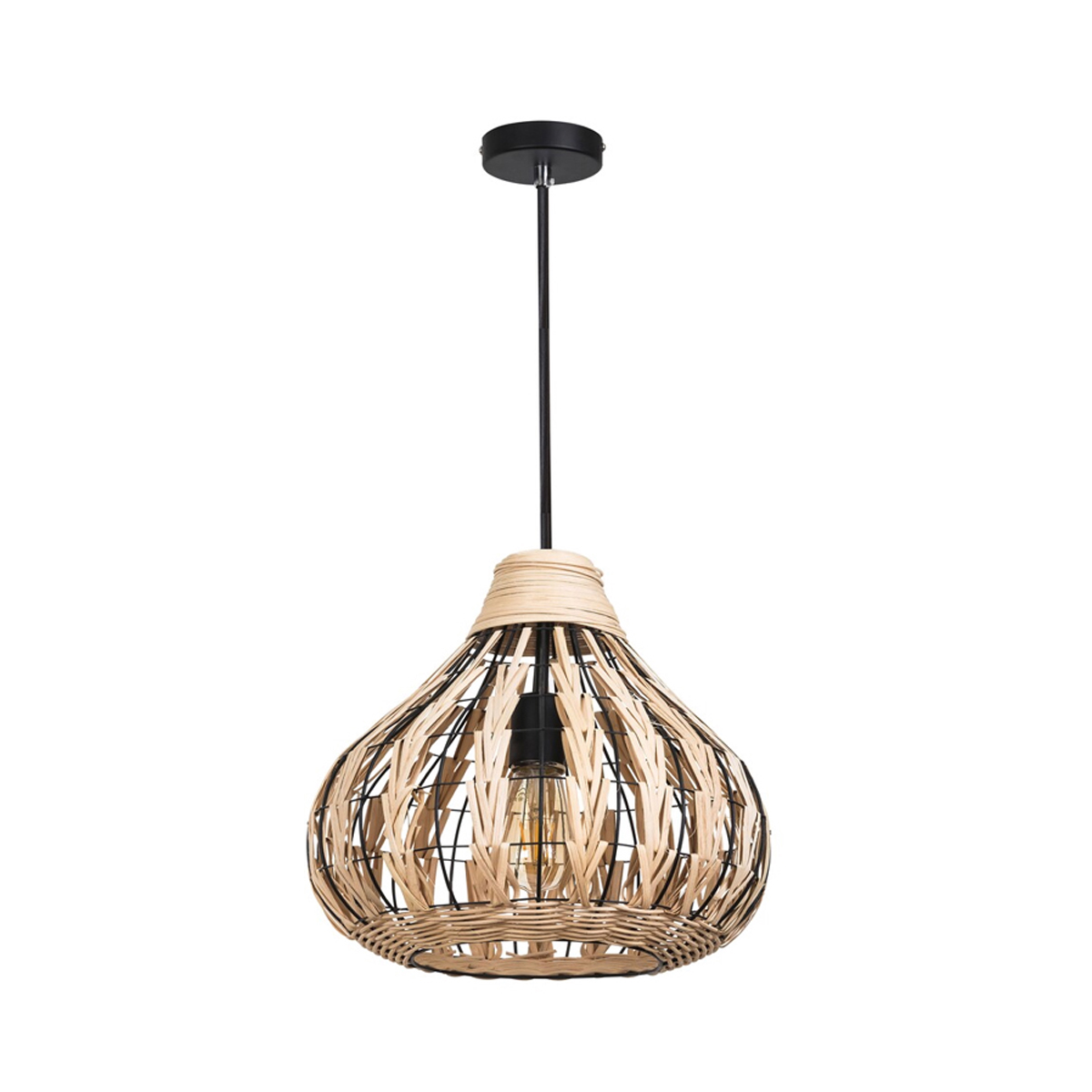 ZAHARA PENDANT LIGHTING BLACK RATTAN