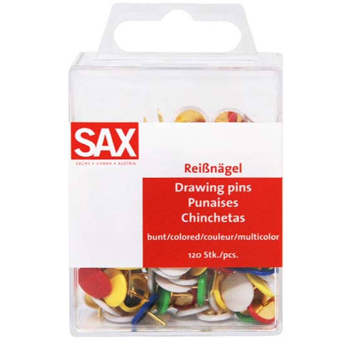 SAX COLOURED DRAWING PINS P120-ASS