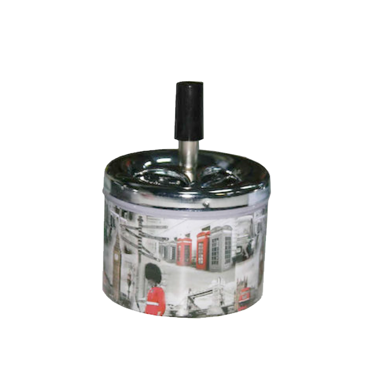 METALLIC ASHTRAY ROUND 9Χ7,5CM WITH ROTATING TOP VC603