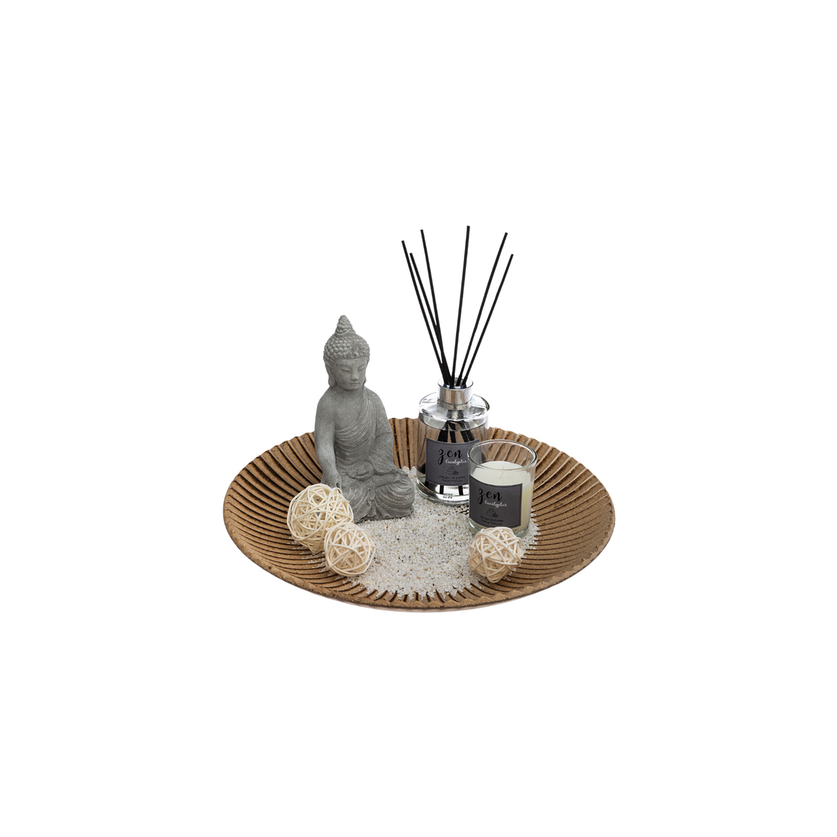 DECORATIVE SCENTED SET WITH CANDLE AND BUDDHA