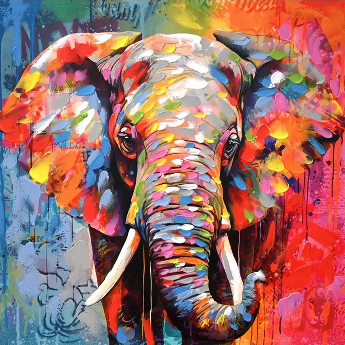 ELEPHANT INART CANVAS PAINTING 80X3X80CM