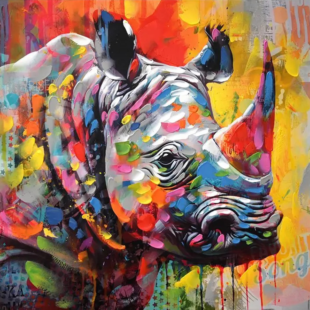 RHINOCERY INART CANVAS PAINTING 80X3X80CM