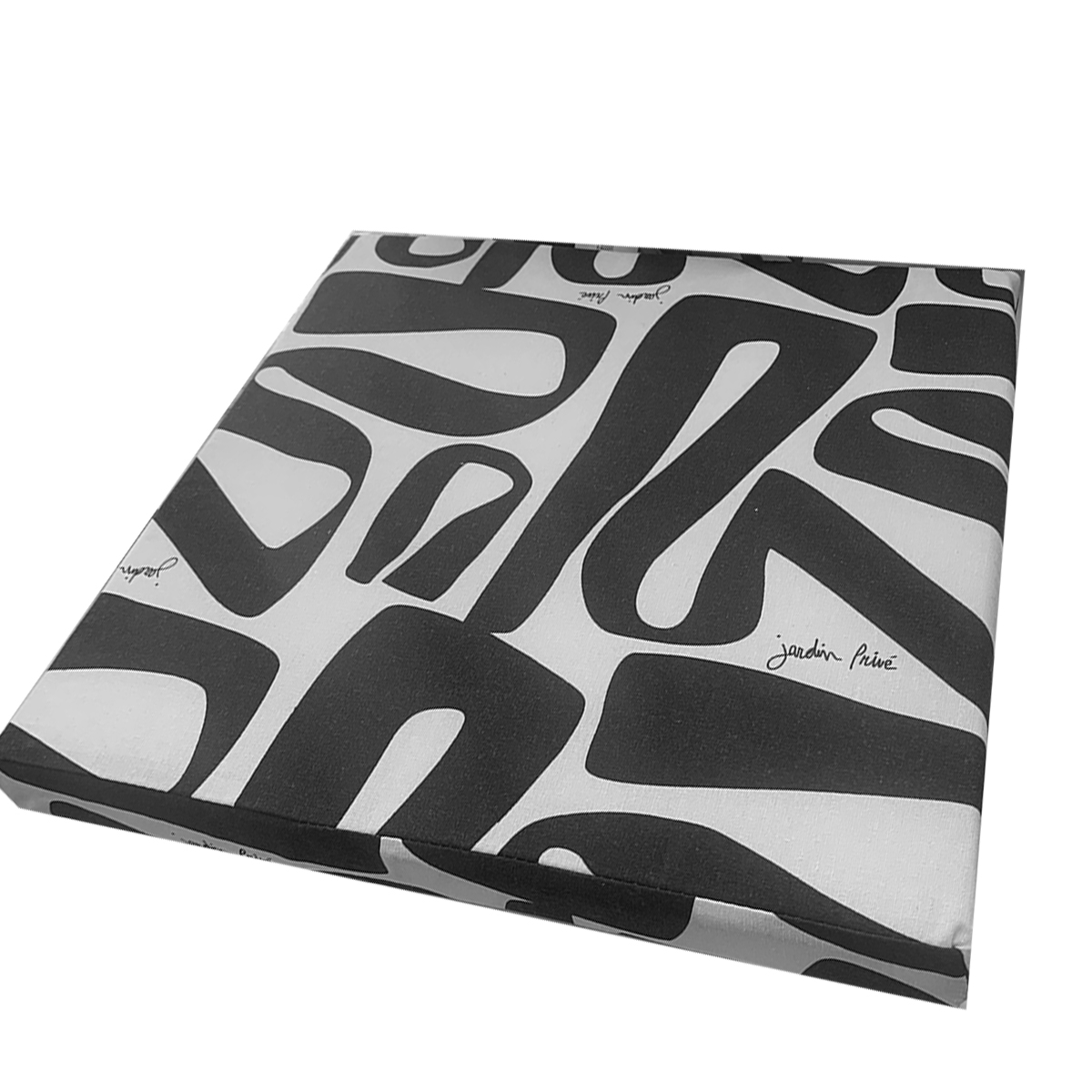 SEAT CUSHION BLACK SHAPES WITH STRAP 38.5X38.5X5CM