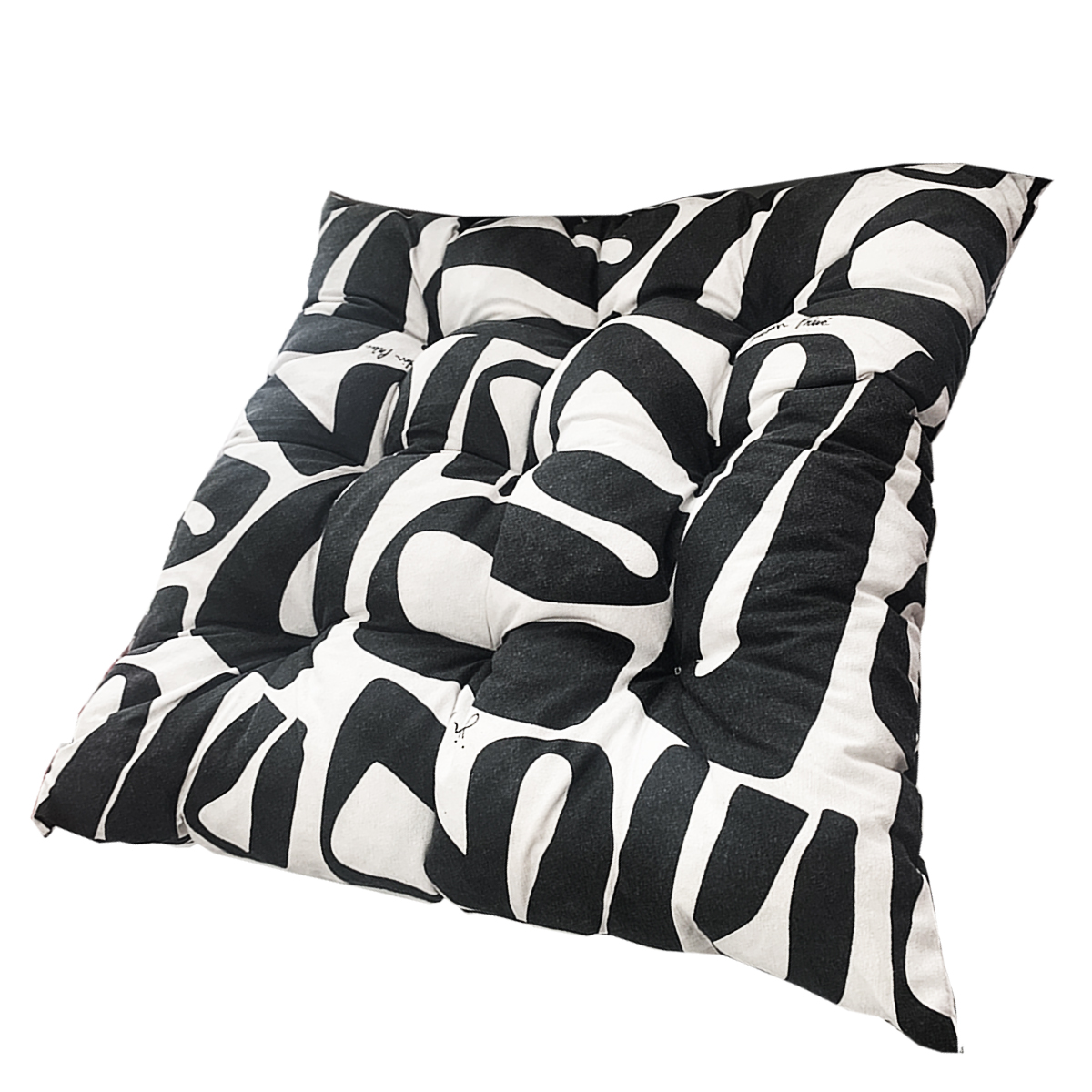 SEAT CUSHION BLACK SHAPES 46X46X9CM