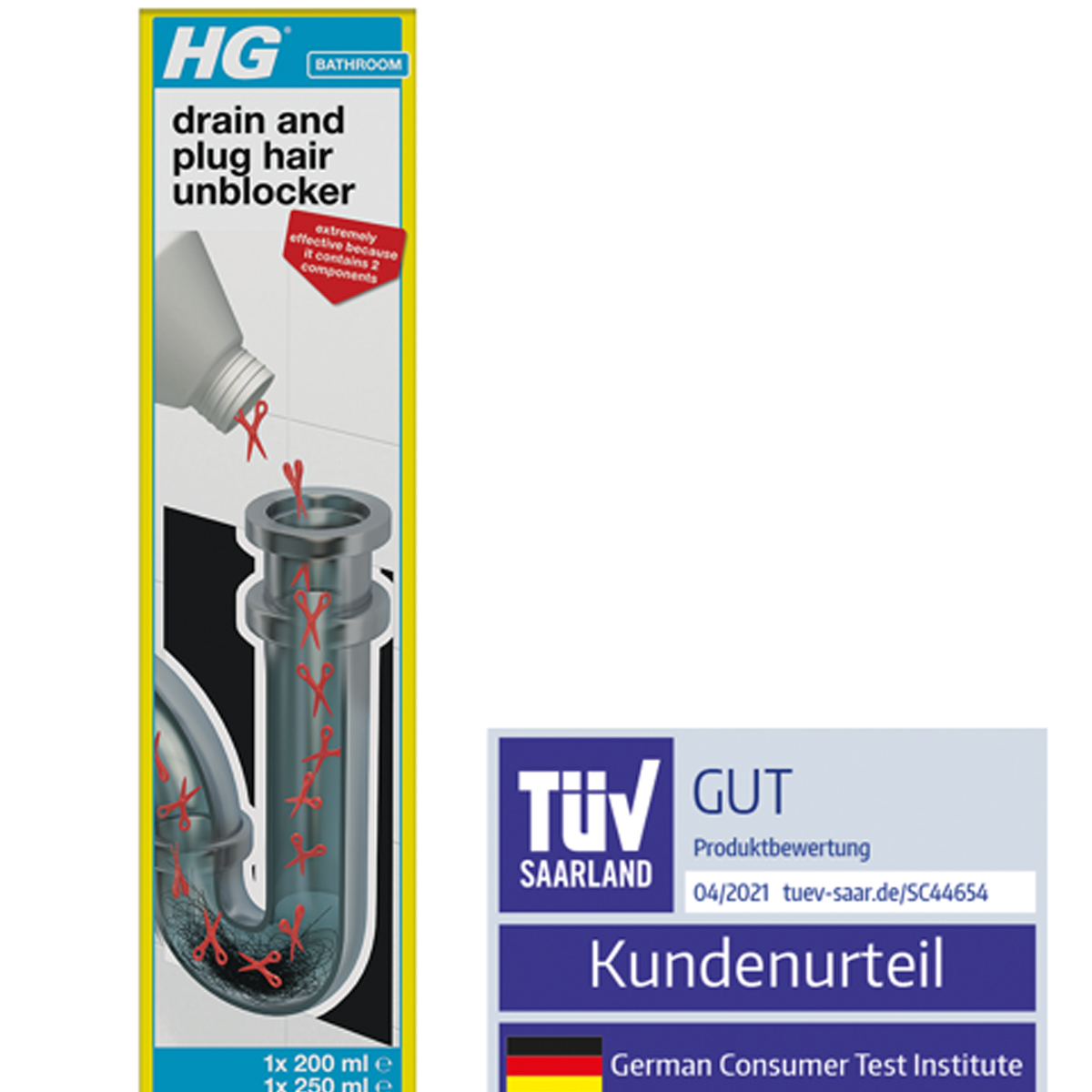 HG DRAIN AND PLUG HAIR UNBLOCKER 2PCS (200ML+250ML)