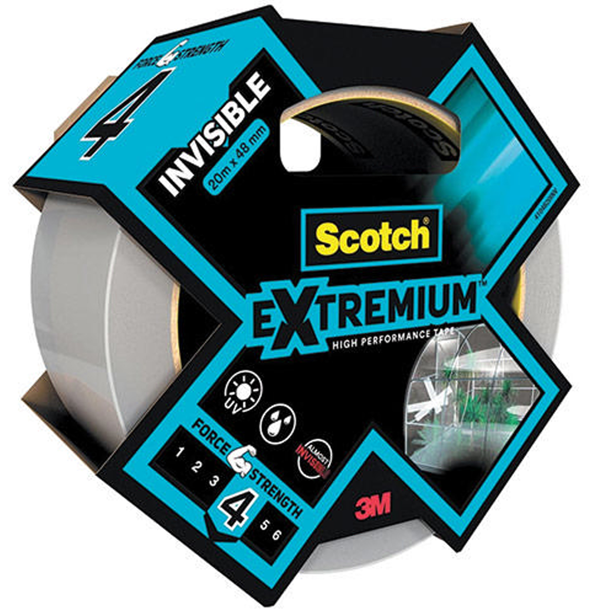 3M SCOTCH EXTREME HIGH PERFOM. INVISIBLE TAPE W/PROOF 48MMX20X FS4-CLEAR