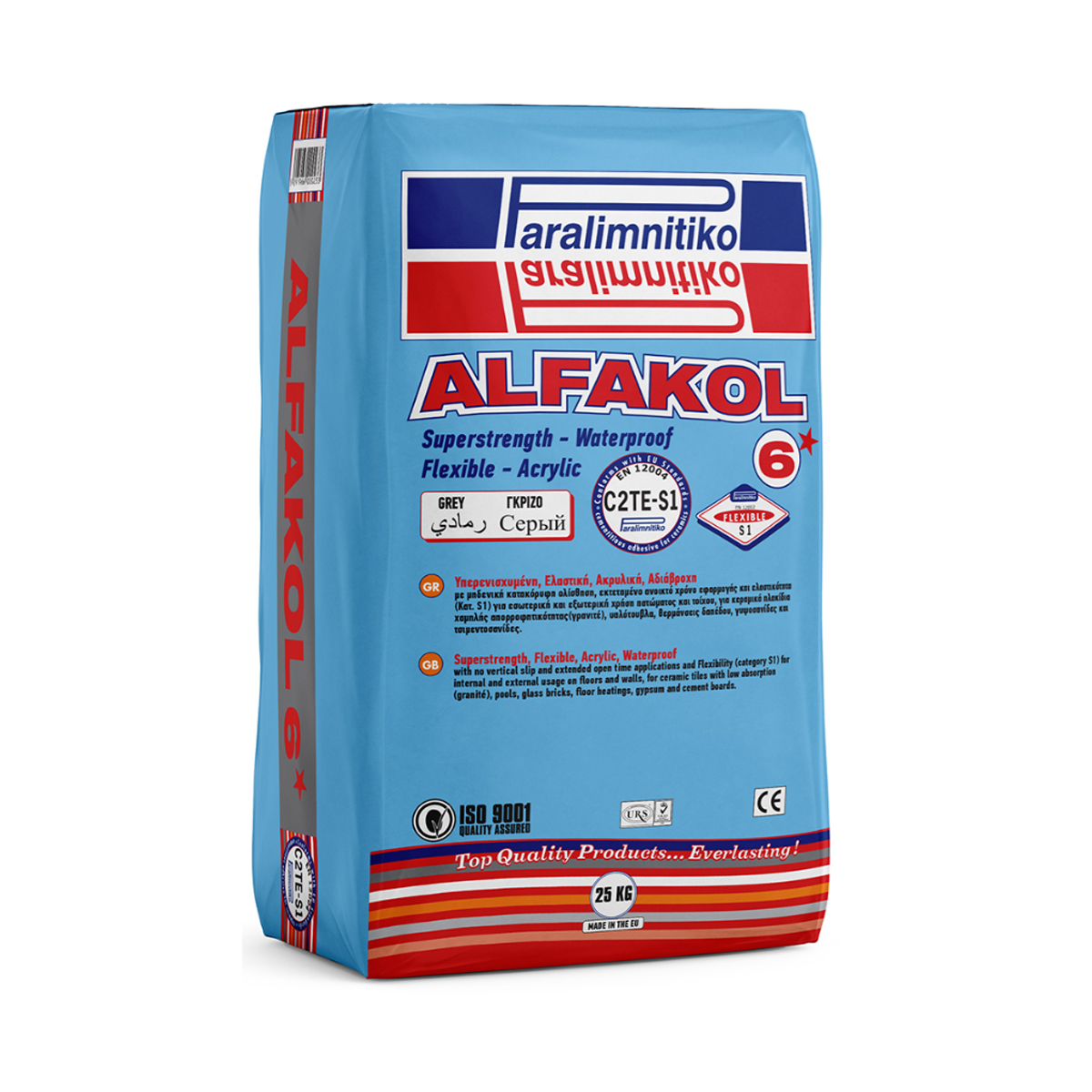 PARALIMNITIKO CEMENTILIOUS ACRYLIC DEFORMABLE ADHESIVE FOR TILES ALFAKOL 6* 25KG