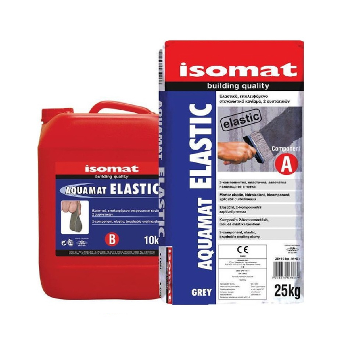 ISOMAT AQUAMAT-ELASTIC HIGHLY FLEXIBLE RESIN RESISTAT 2 COMPONENT MORTAR 25KG GREY