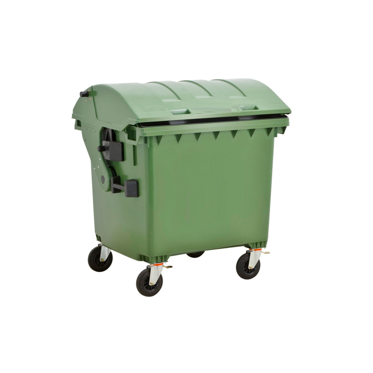 GARBAGE  1100L PLASTIC GREEN WITH WHEELS WITH TILTING LID