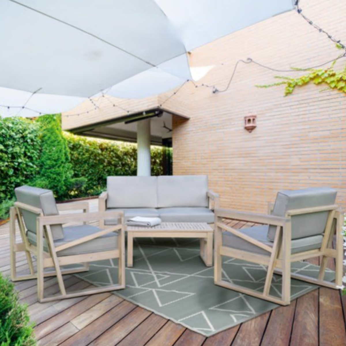 GARDEN LIVING ROOM WHITE SET OF 4