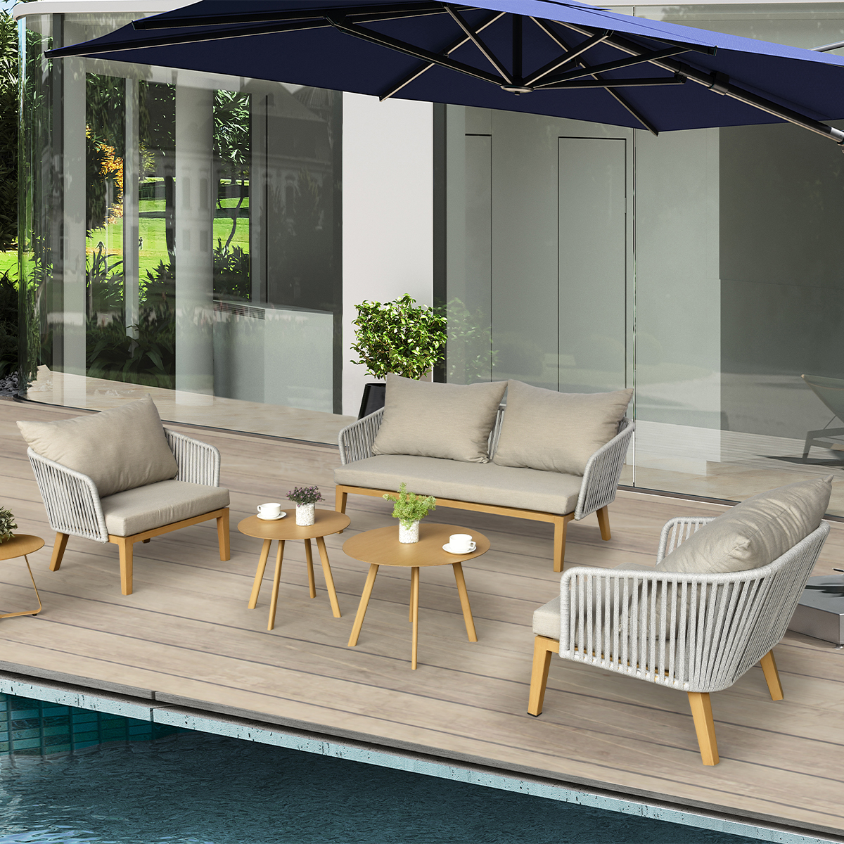 L.H GARDEN SET 6 PCS ALUMINUM GARDEN LOUNGE