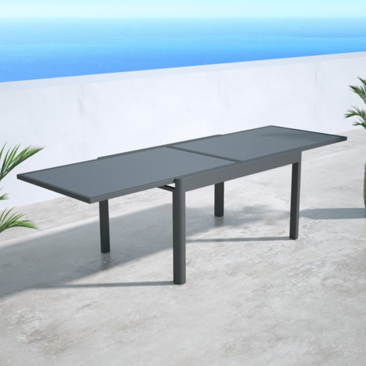 SENSA TABLE EXTENDED TABLE ALUMINUM WITH GLASS ANTHRACITE