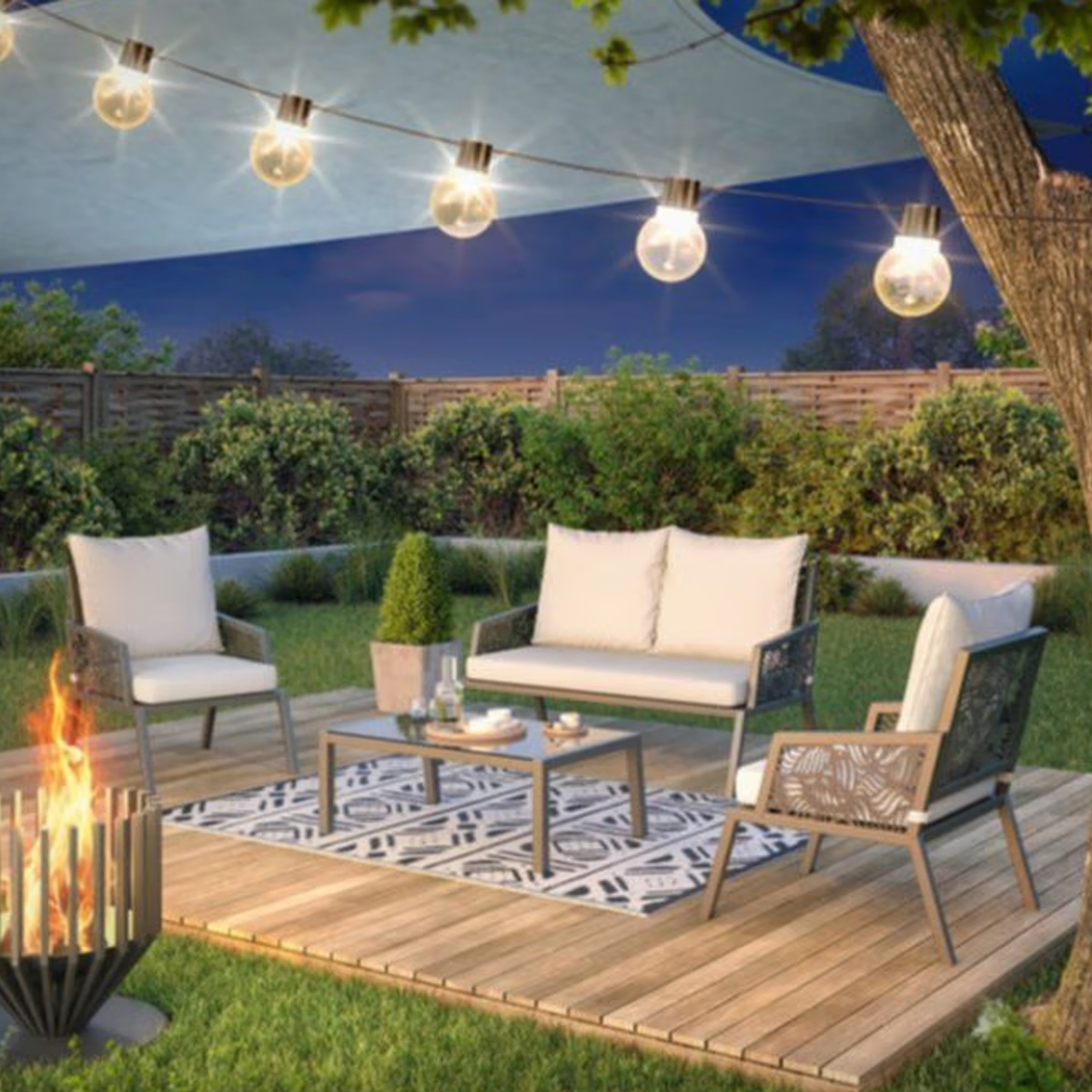 ΣΑΛΟΝΙ ΚΗΠΟΥ KIARA 1 ΚΑΝΑΠΕΣ, 2 ΠΟΛΥΘΡΟΝΕΣ, 1 ΤΡΑΠΕΖΑΚΙ