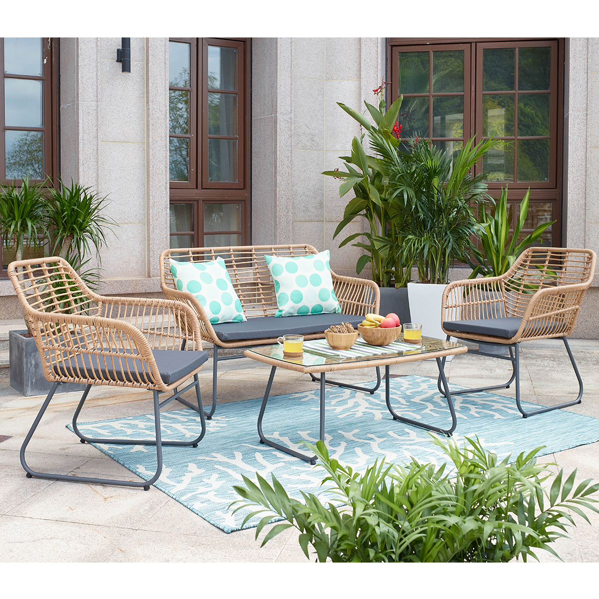 L.H GARDEN ΣΑΛΟΝΙ ΚΗΠΟΥ 1 ΔΙΘΕΣΙΟΣ, 2 ΠΟΛΥΘΡΟΝΕΣ KAI ΤΡΑΠΕΖΑΚΙ ΦΥΣΙΚΟ ΧΡΩΜΑ