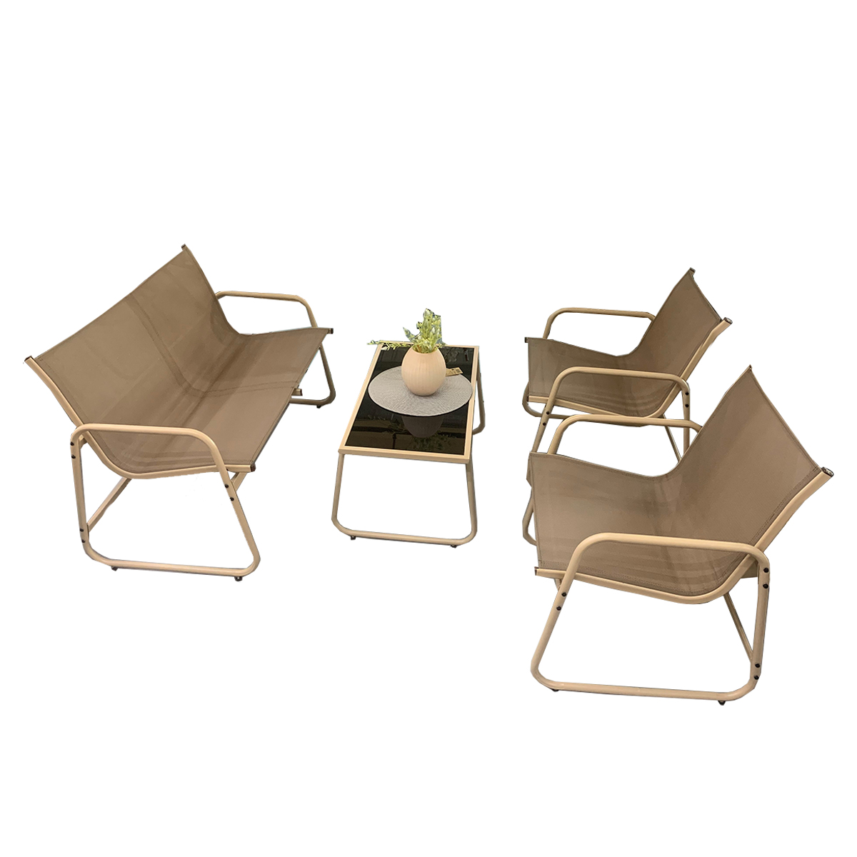 L.H GARDEN LOUNGE 4 PIECES METALLIC