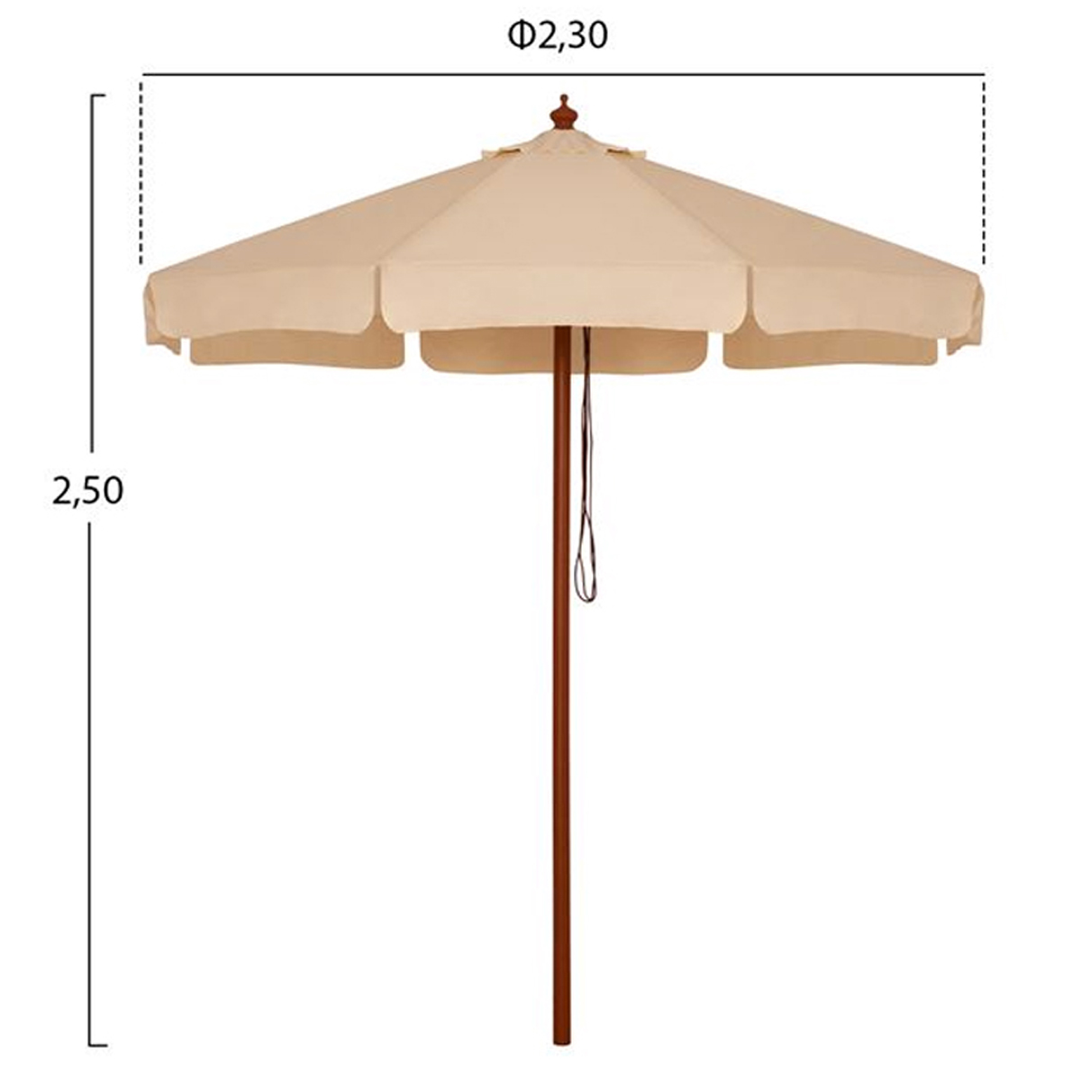 UMBRELLA WITH WOODEN FRAME ECRU