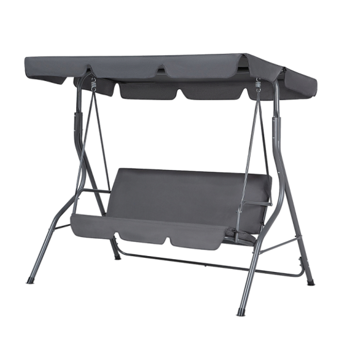 ROCKING BENCH WITH CANOPY GRAY