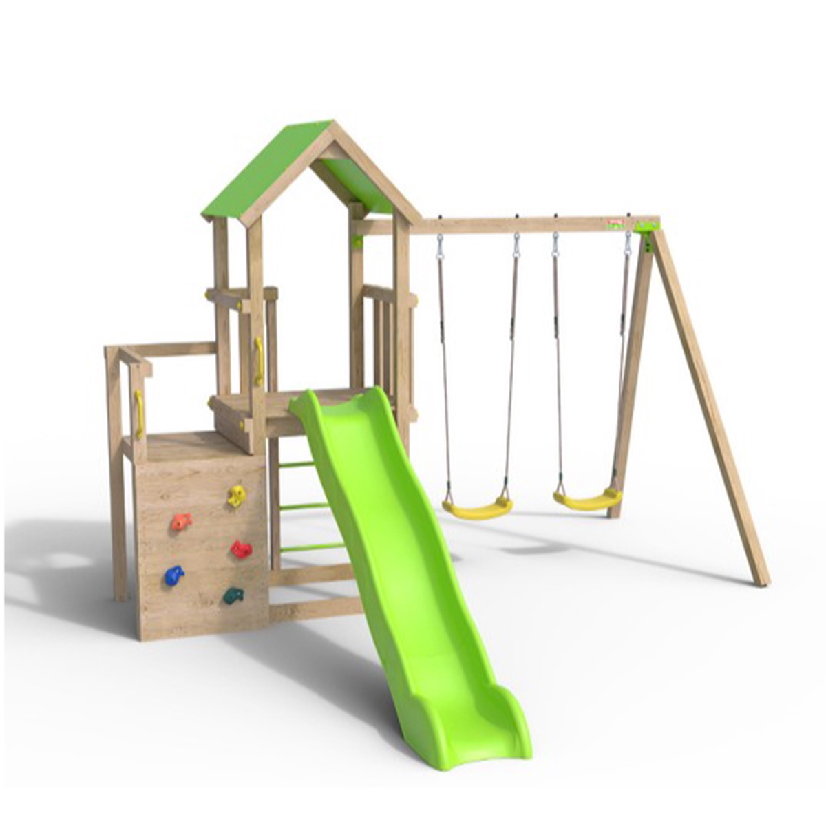 TRIGANO WOODEN PLAYGROUND WITH SWINGS, SLIDES AND CLIMBING
